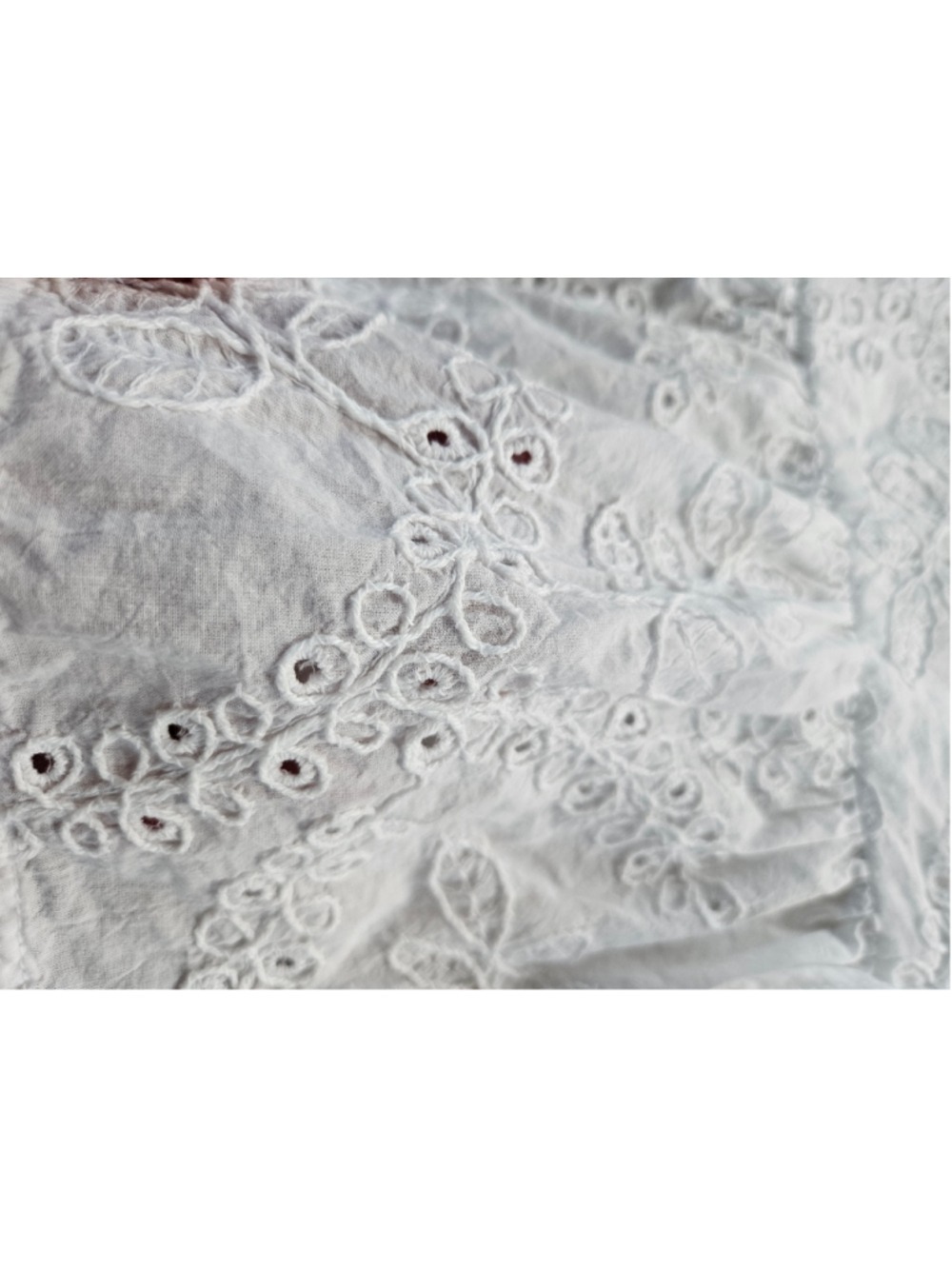 ASTR the Label Alix Rose White Eyelet Tie Front Peplum Puff Sleeve Top Size XL - Picture 3 of 5
